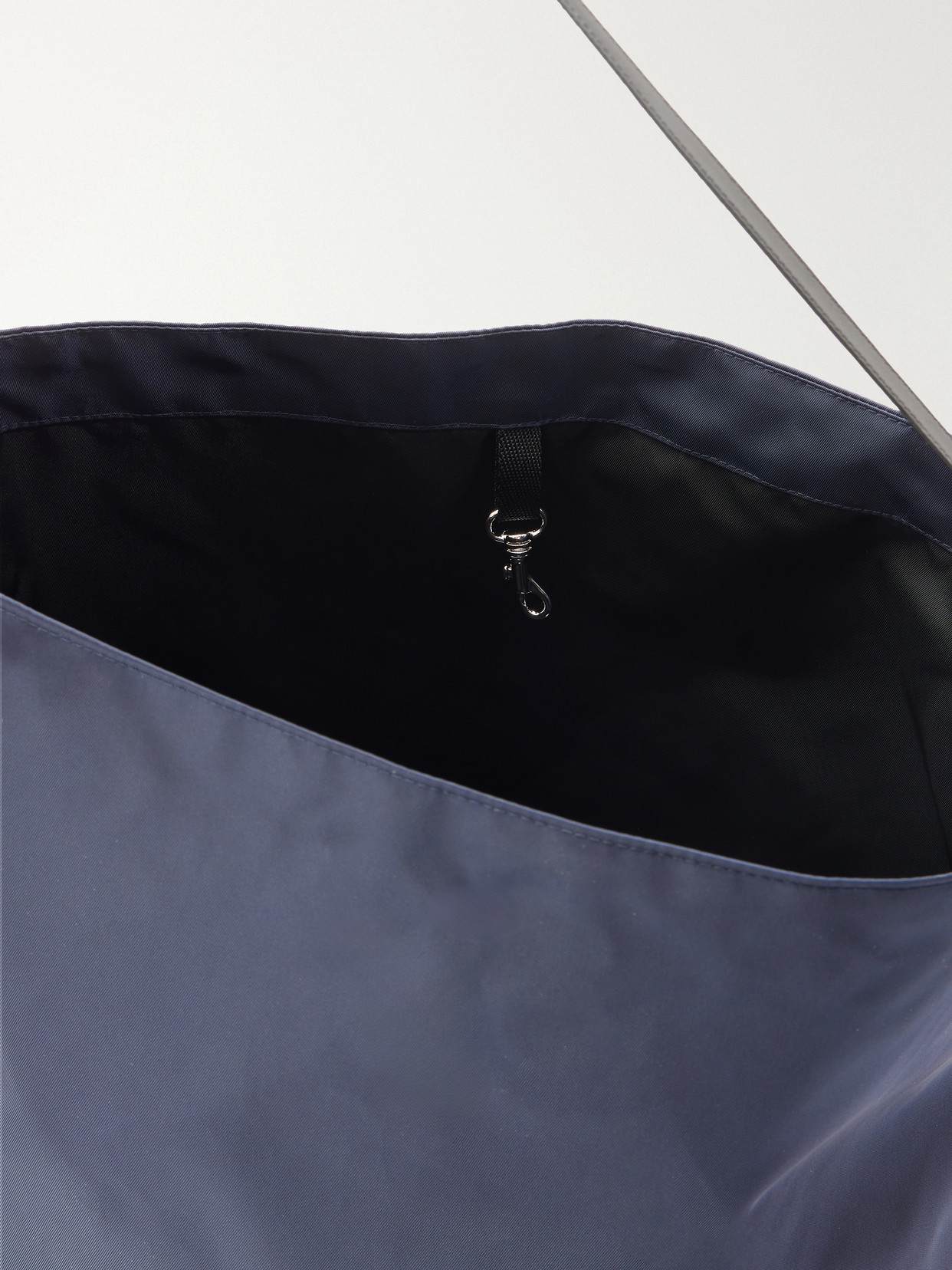 Bucket Leather-trimmed Satin-shell Tote - Blue