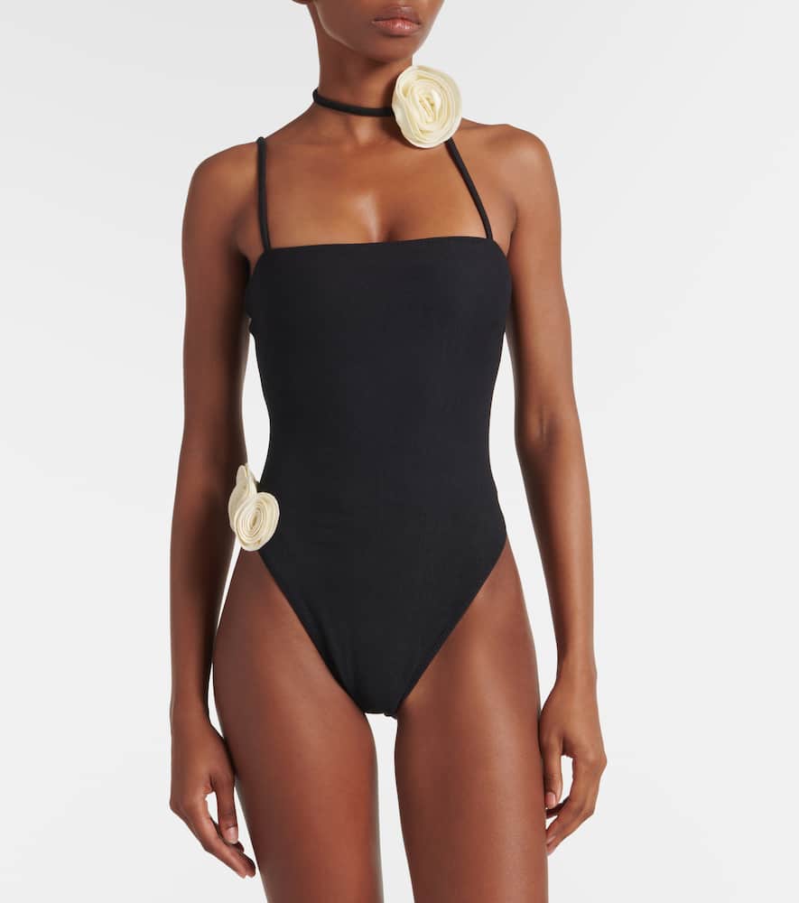 Floral-appliqué swimsuit