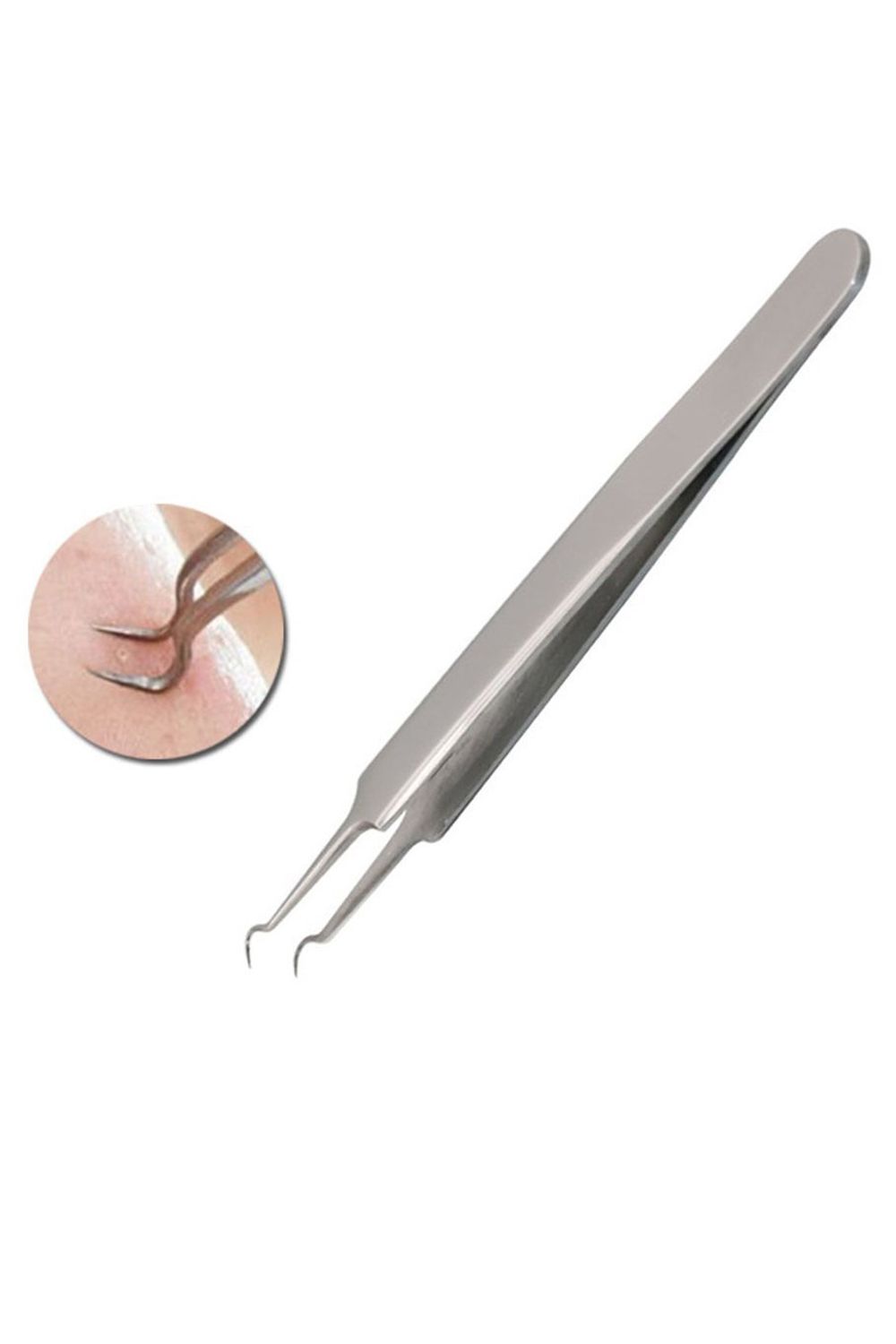 Neel Blue Women's Blackhead Pimple Extractor Remover Tweezers in Silver