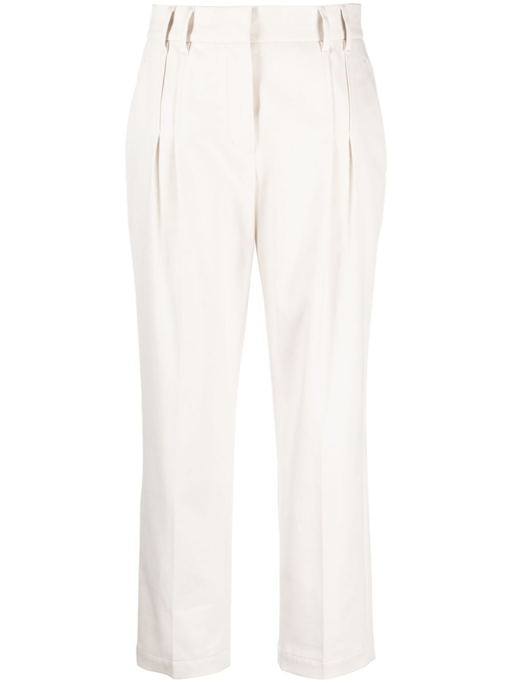 High-waisted straight-leg trousers - Neutrals