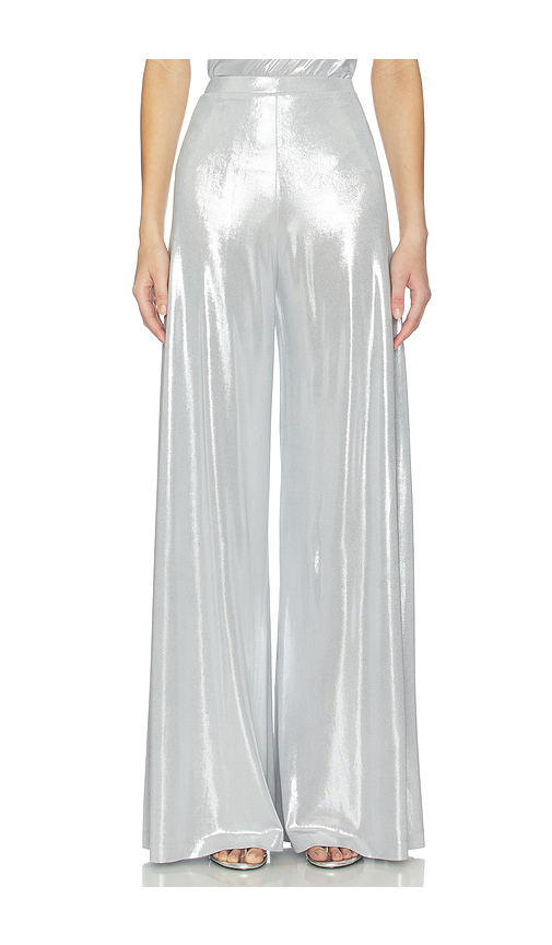 Norma Kamali Bias Pant in Metallic Silver. M. Also in L, S