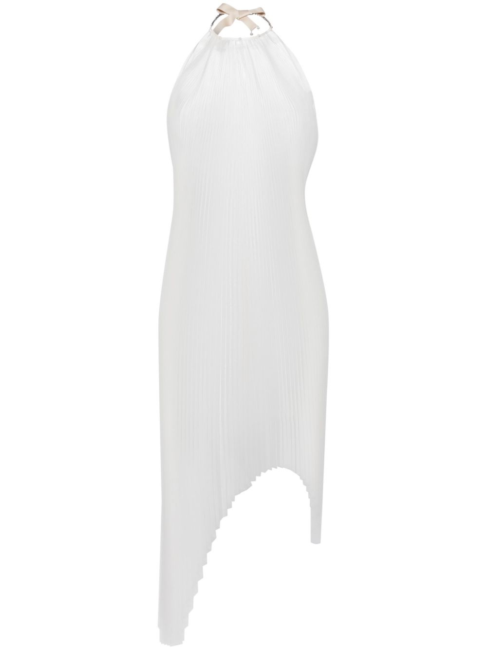 Asymmetric pleated midi dress - Neutrals