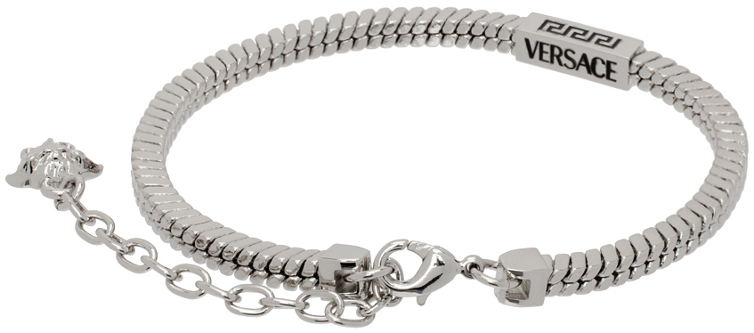 Versace Silver Herringbone Chain Bracelet