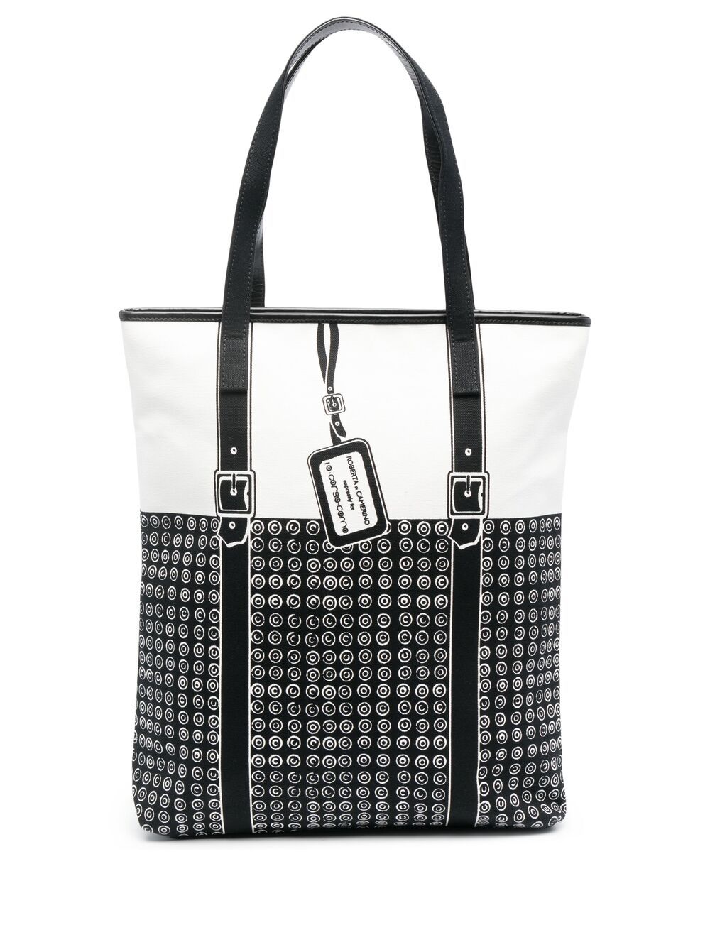 Geometric-print panelled shoulder bag - Black