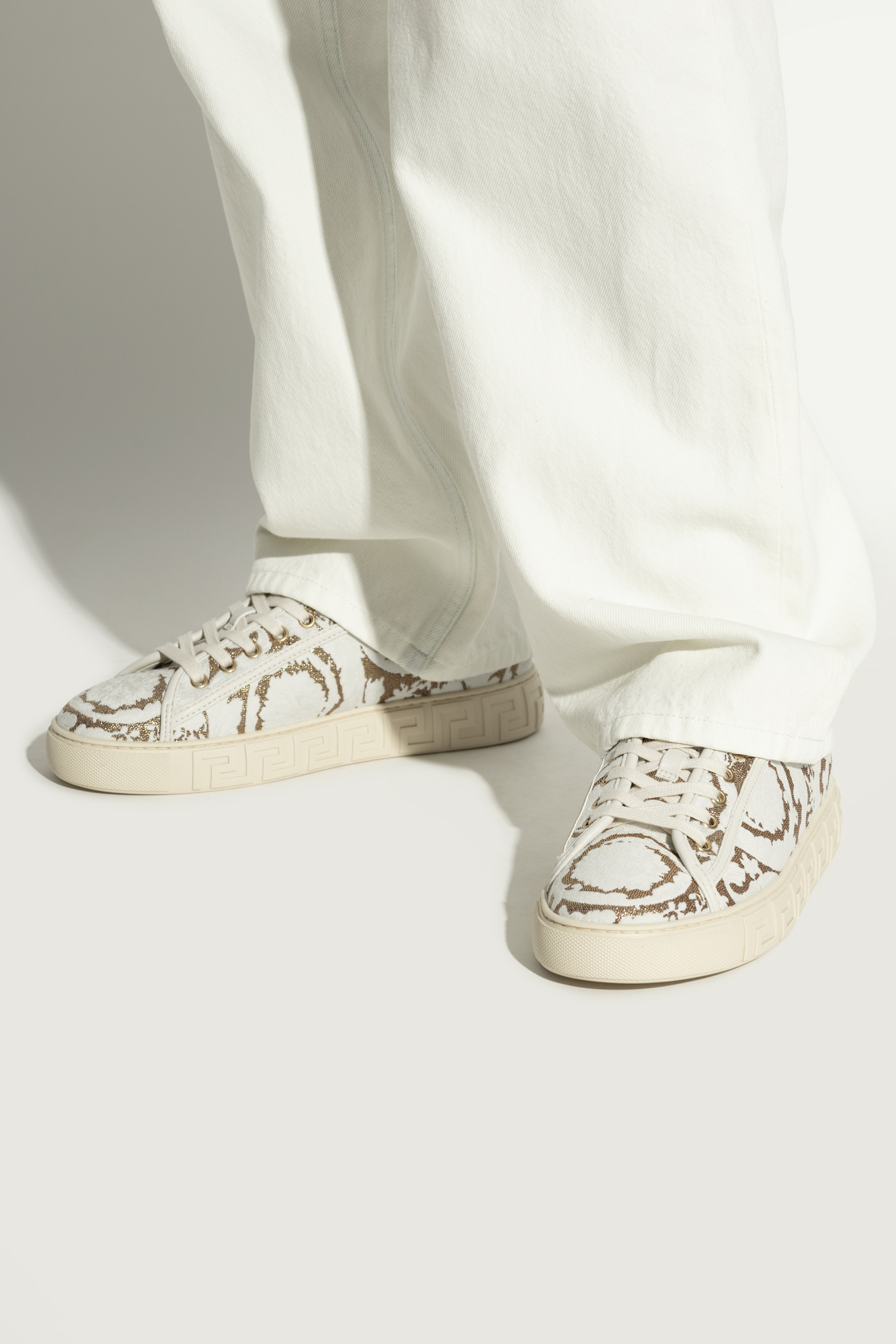 Versace Sports Shoes With Lurex Thread, Women's, Cream