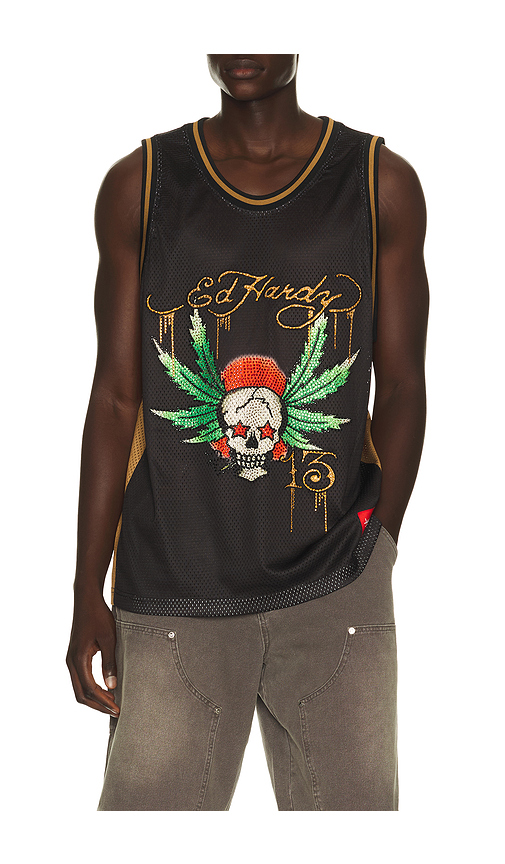 Ed Hardy By Appointment Only Weed Skull Jersey in Black. XL/1X. Also in S