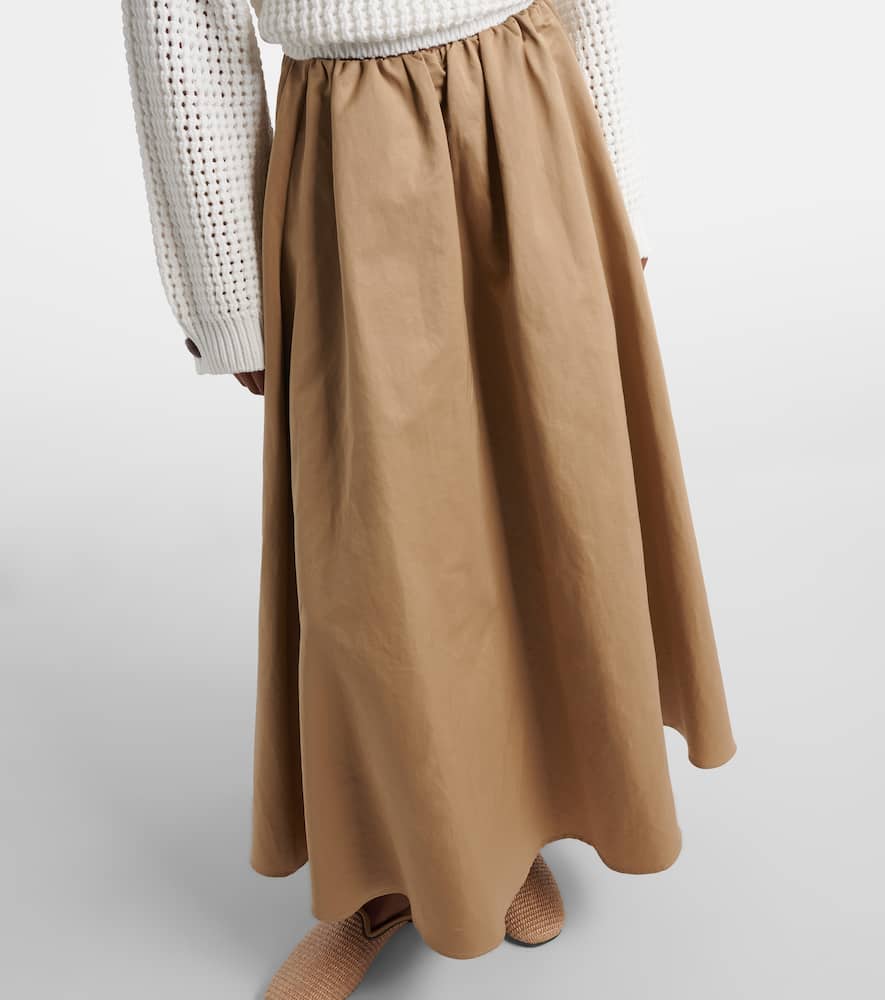 Cotton-blend midi skirt