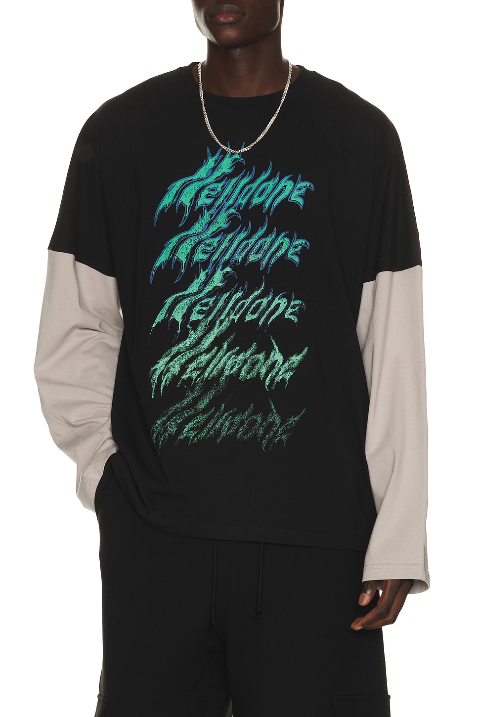 WE11DONE Crayon Multi Logo Long-Sleeved T-Shirt in Black - Black. L also in S, M, XL/1X