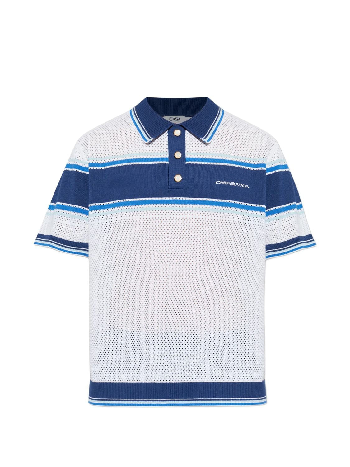 Striped Mesh Short Sleeve Polo Shirt