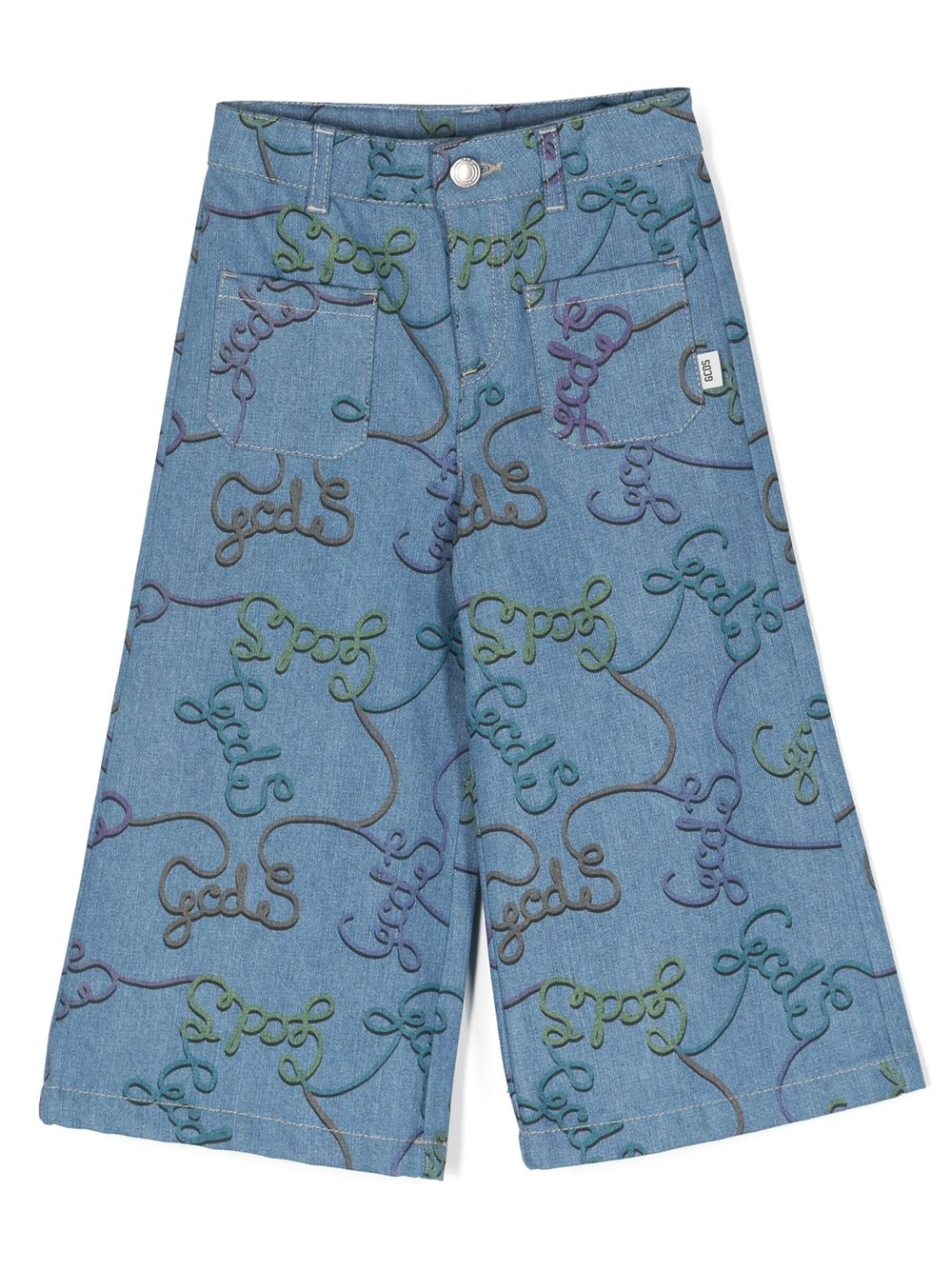 Logo-print wide-leg jeans - Blue