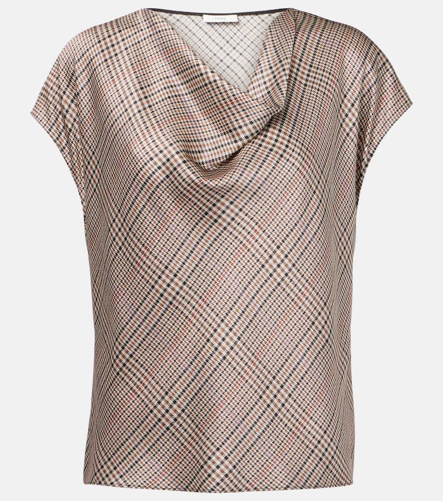 Houndstooth silk top