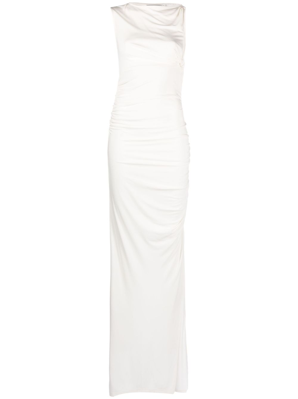 Gesbine twist-detail asymmetric gown - White