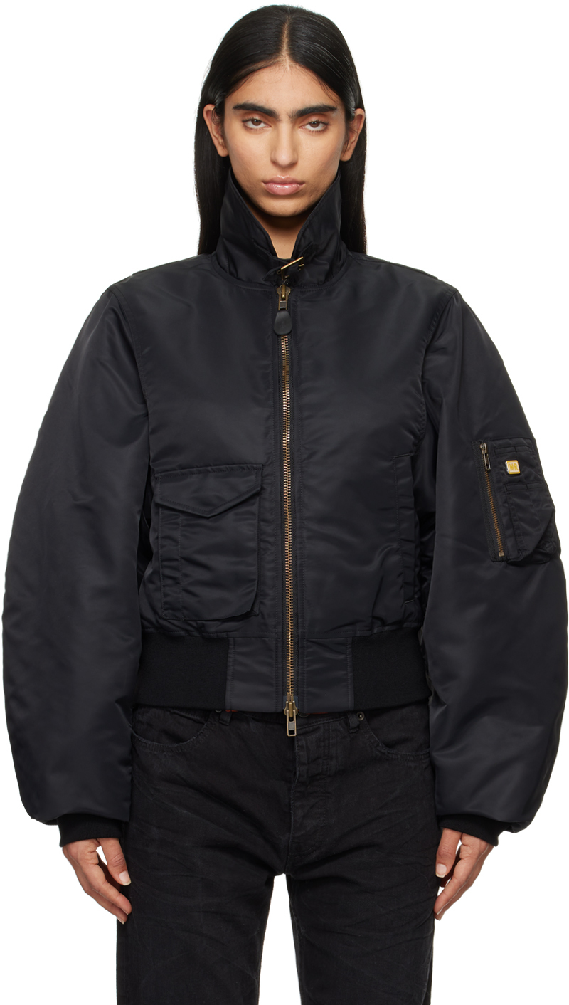 Martine Rose Black Shrunken Bomber Jacket