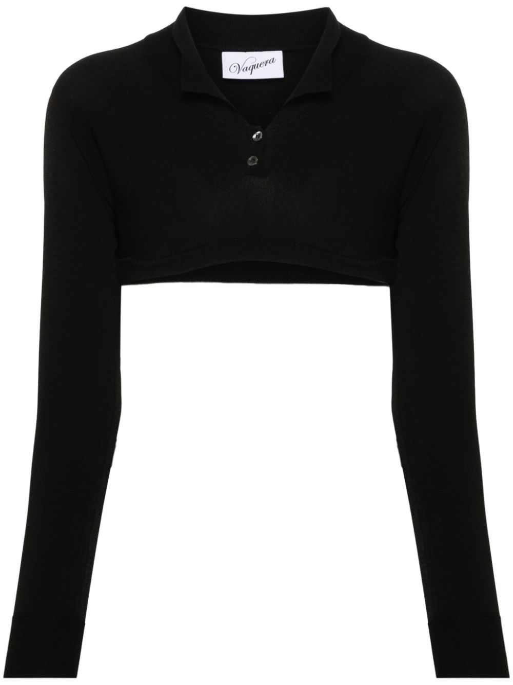 Logo-print cropped polo shirt - Black