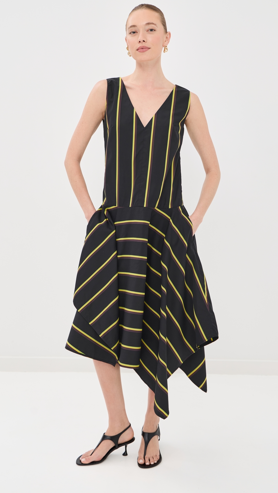 Beatriz Dress in Cotton Silk Shirting Black multi