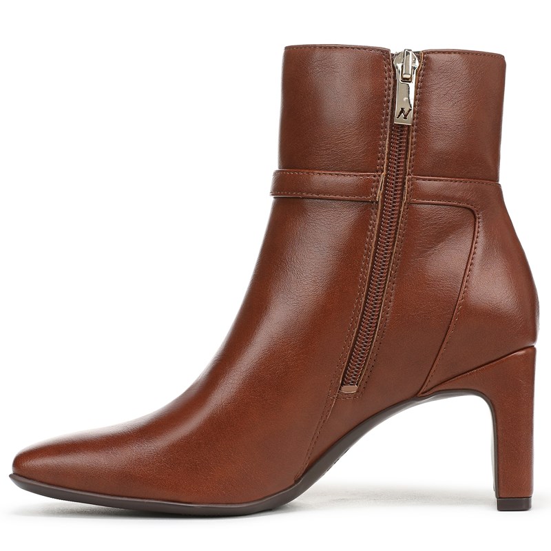 Nanette Ankle Bootie Boots, Saddle Tan Faux Leather