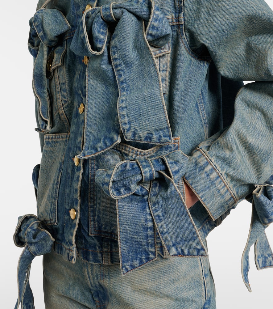Bow-detail denim jacket