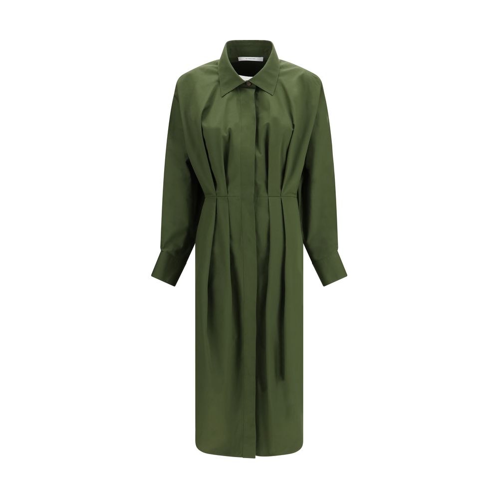 Cotton Poplin Shirt Dress — Green