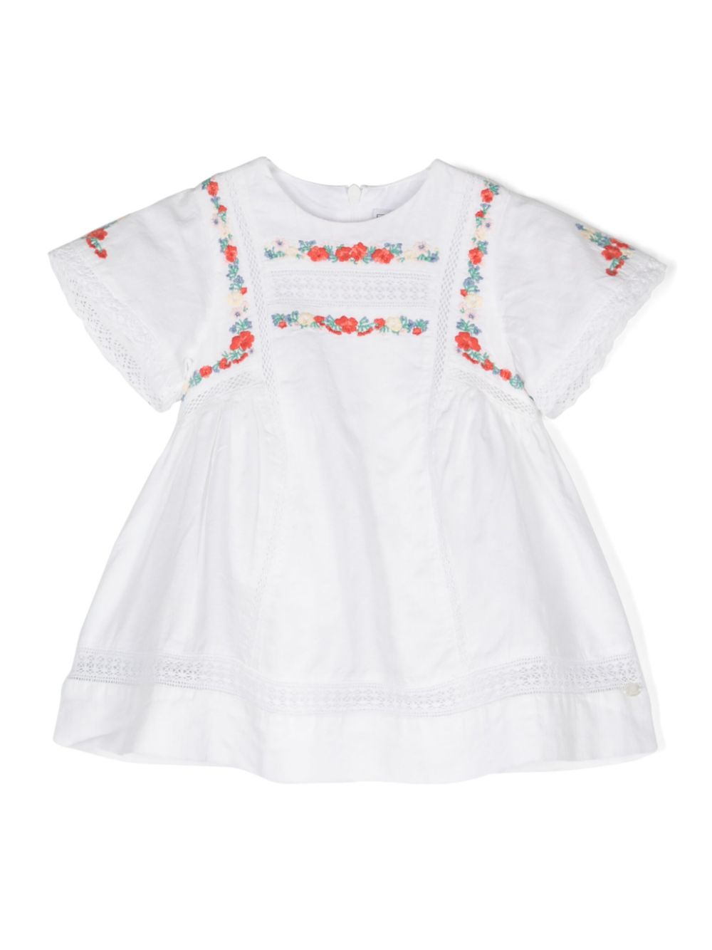 Floral-embroidered dress - White