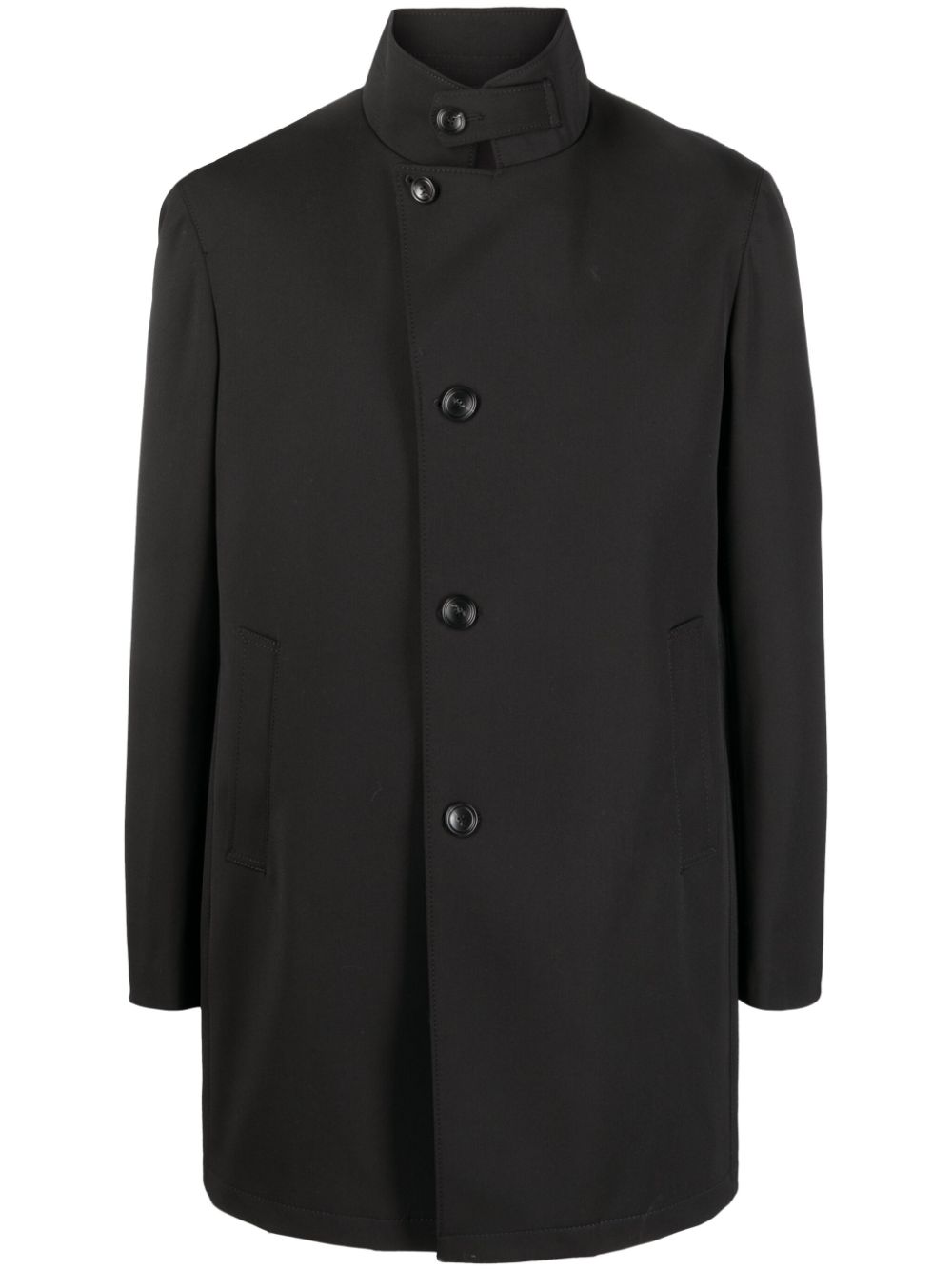 Gordon asymmetric-fastening parka coat - Black