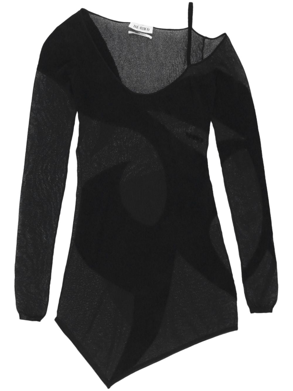 Sheer asymmetric minidress - Black