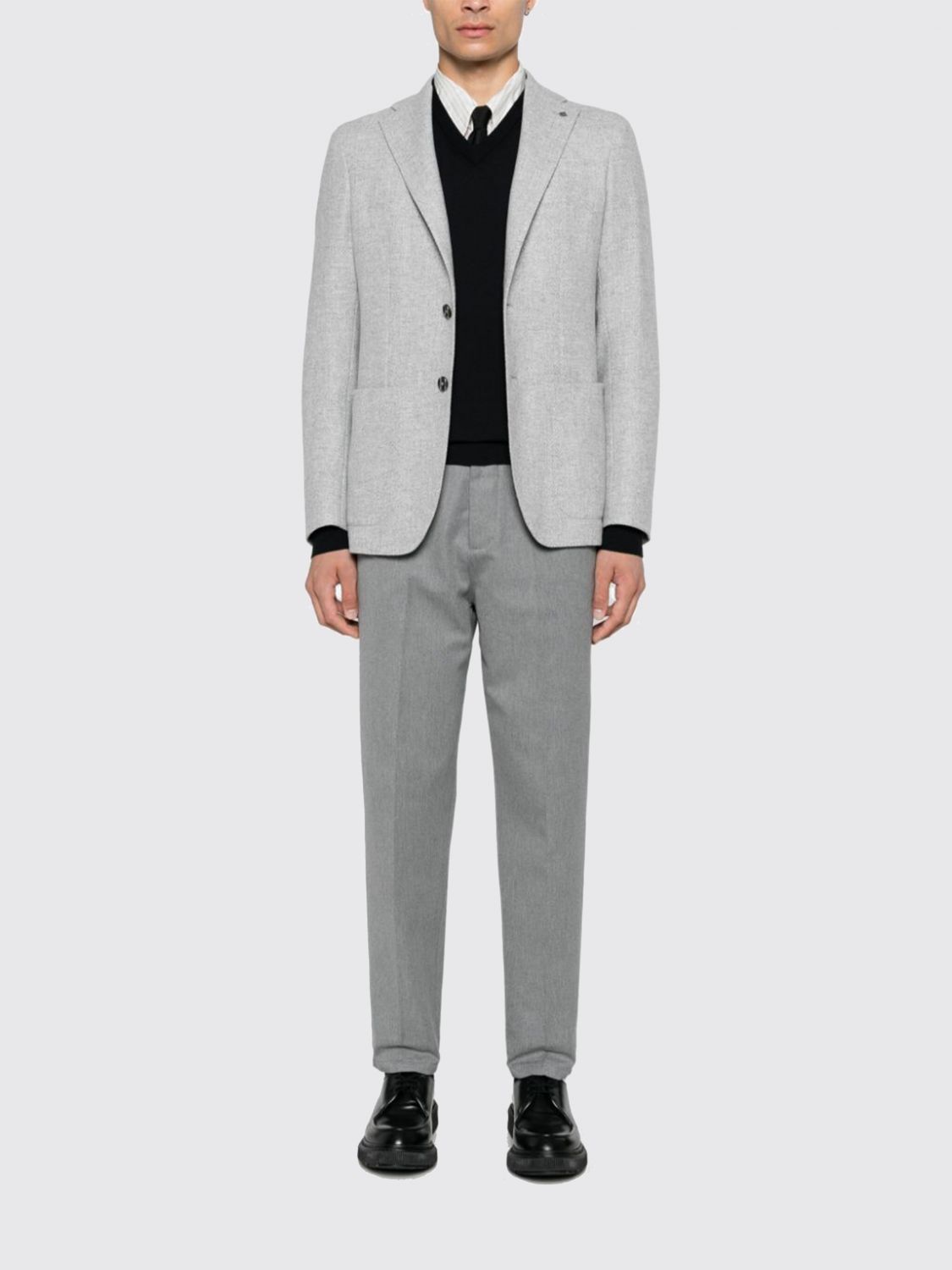 Single-breasted virgin wool-blend blazer - Neutrals