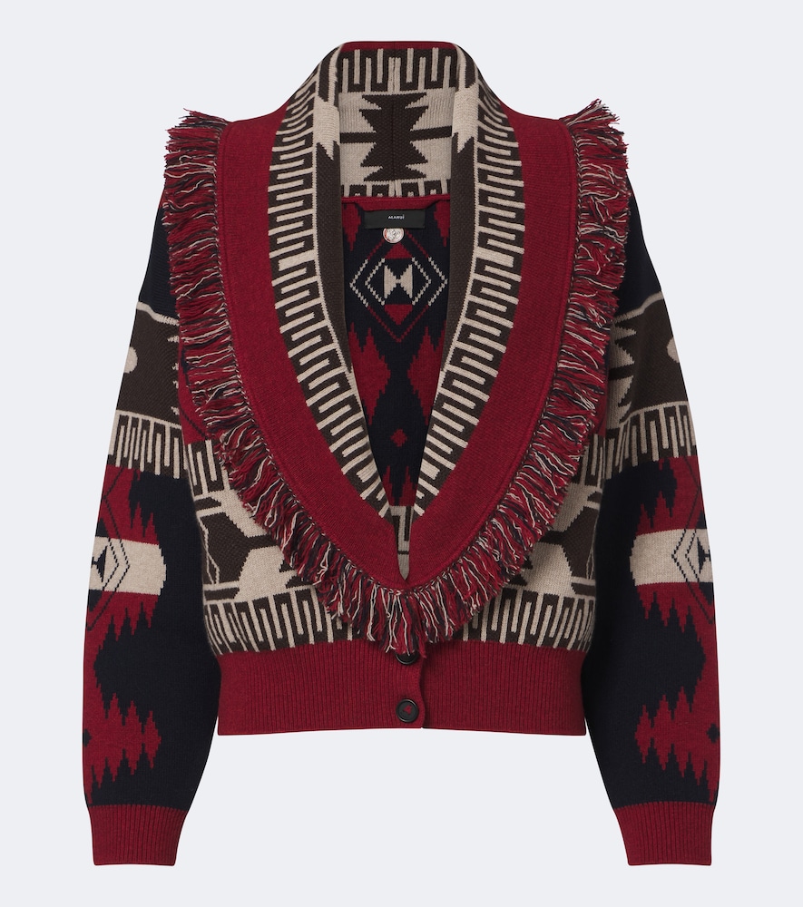Icon Jacquard wool and cashmere cardigan