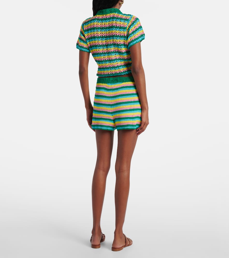 Striped crochet cotton shorts