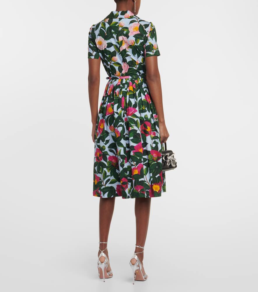 Floral cotton poplin midi dress