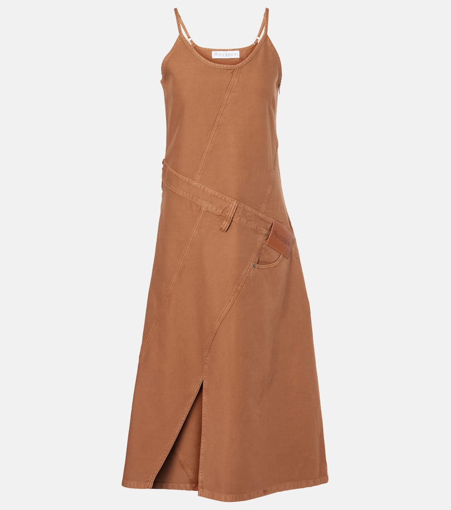 Logo asymmetric cotton midi dress
