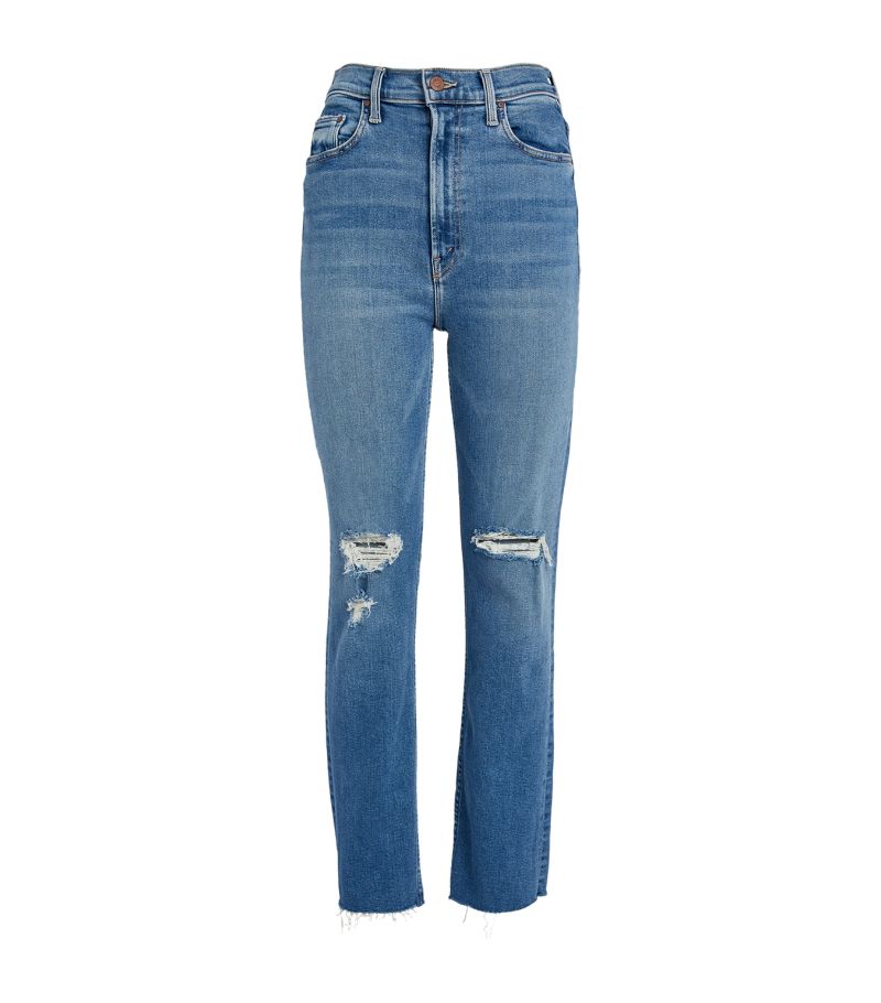 Distressed Rider Straight High Waist Jeans