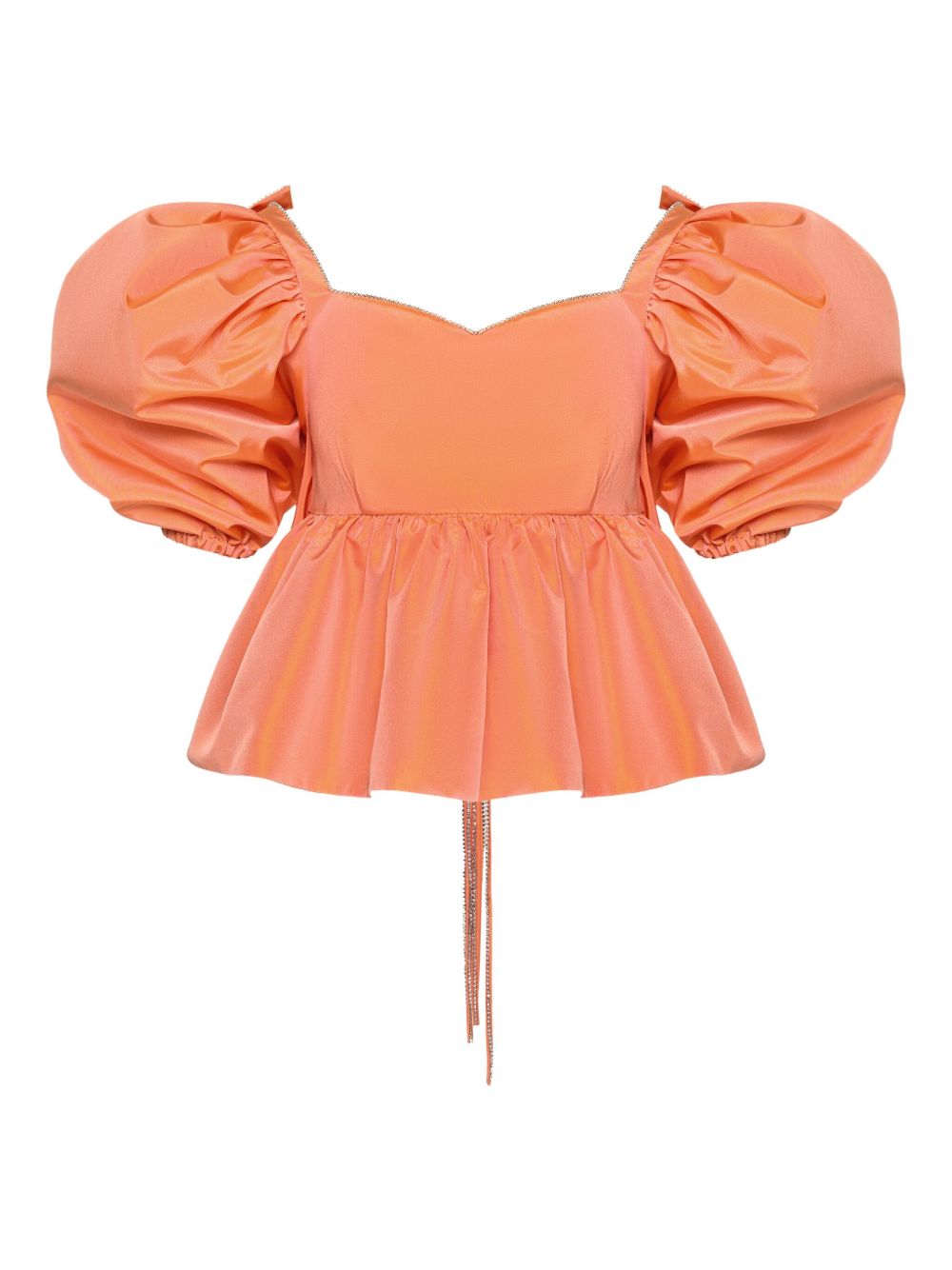 Puff-sleeve peplum top - Black
