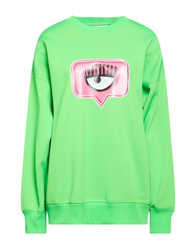 Woman Sweatshirt Lime green Size S Polyester, Cotton