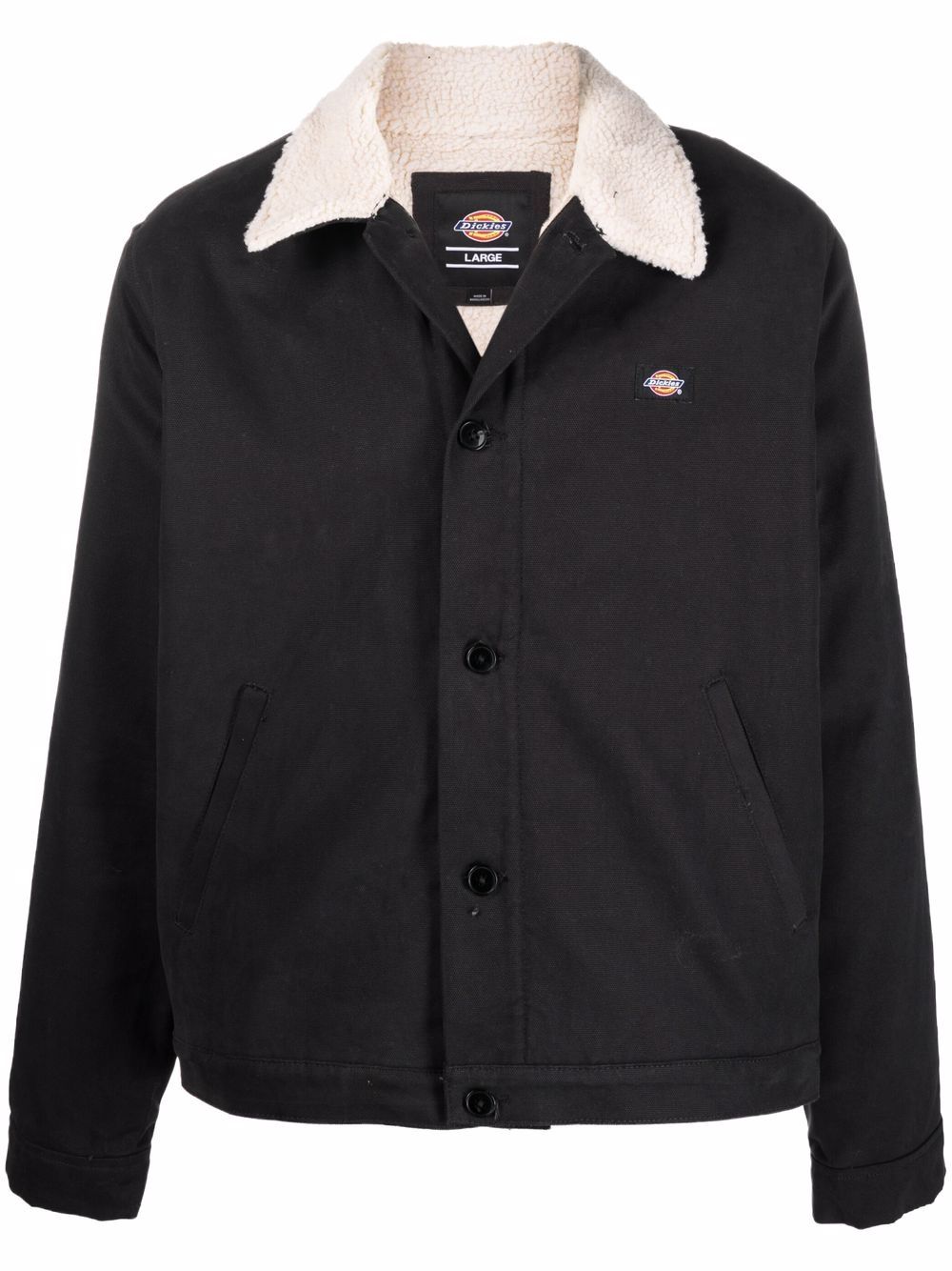 Boxy shearling-trim jacket - Black