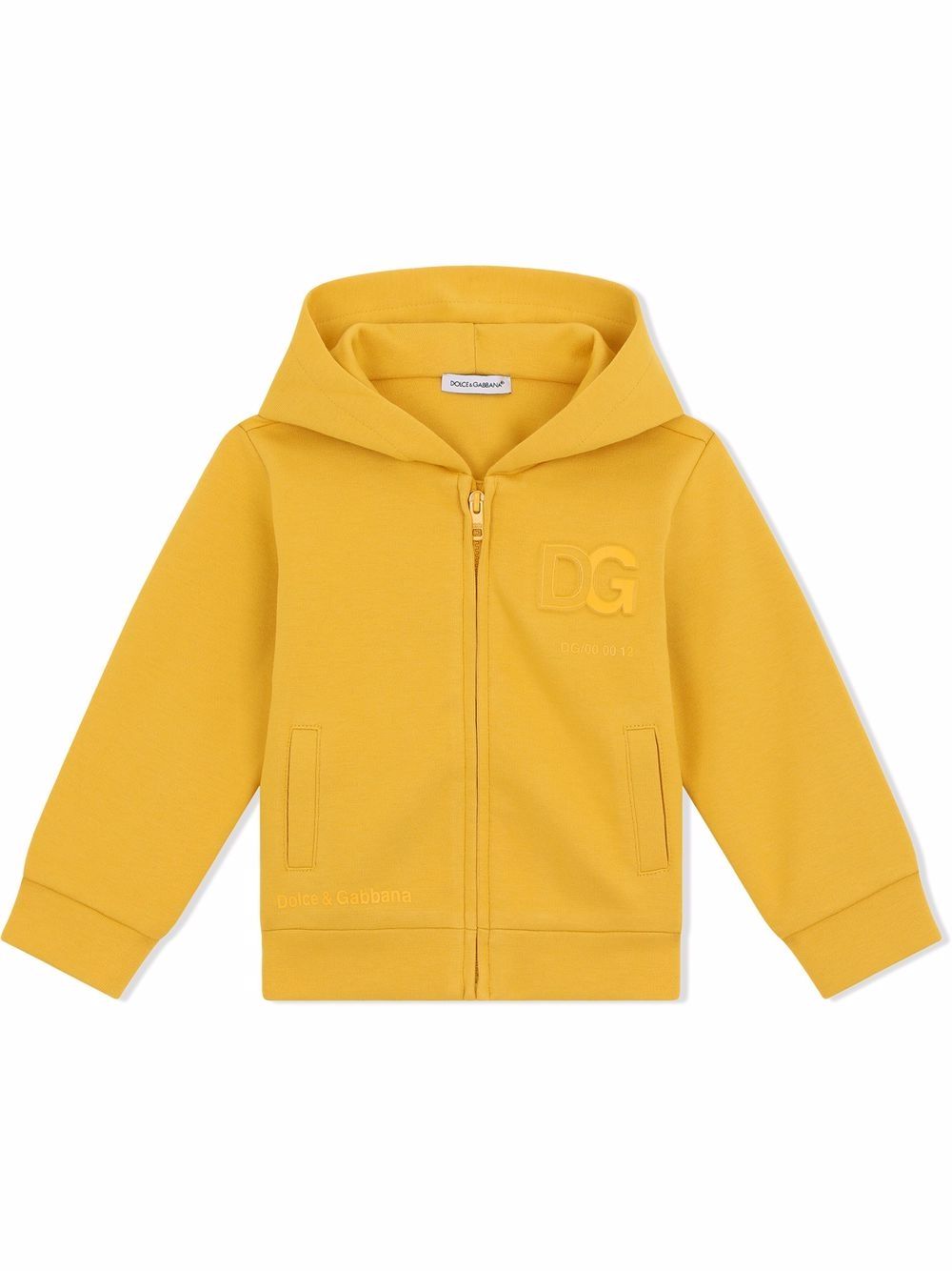 Logo-embossed zip-through hoodie - Yellow