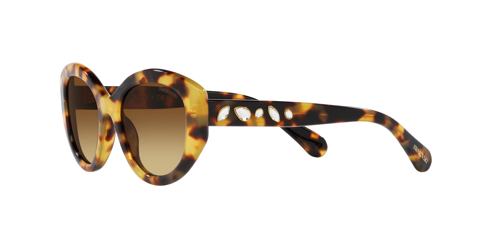 Swarovski Woman Swarovski SK6005 100913 Sunglasses Acetate Turtle Brown Geometric Normal Shaded