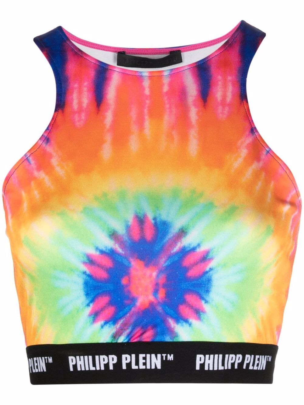 Tie dye-print cropped top - Blue