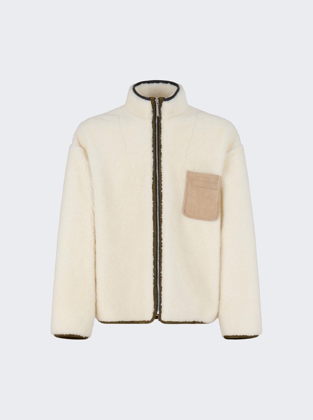 Zip-up fleece bomber jacket - White