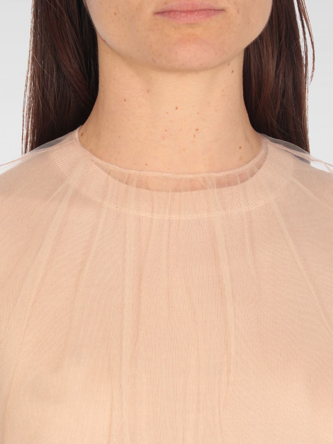 Tulle-layered top - Pink
