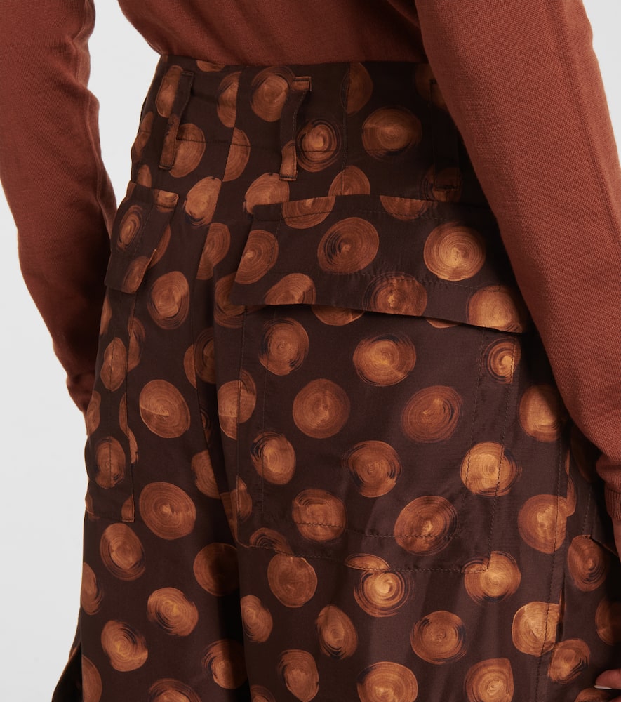 Printed silk cargo pants