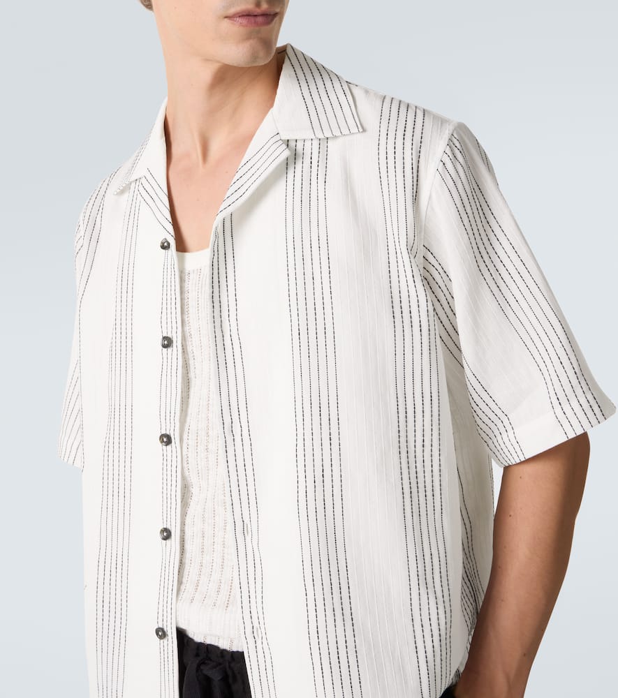 Kantha striped cotton bowling shirt