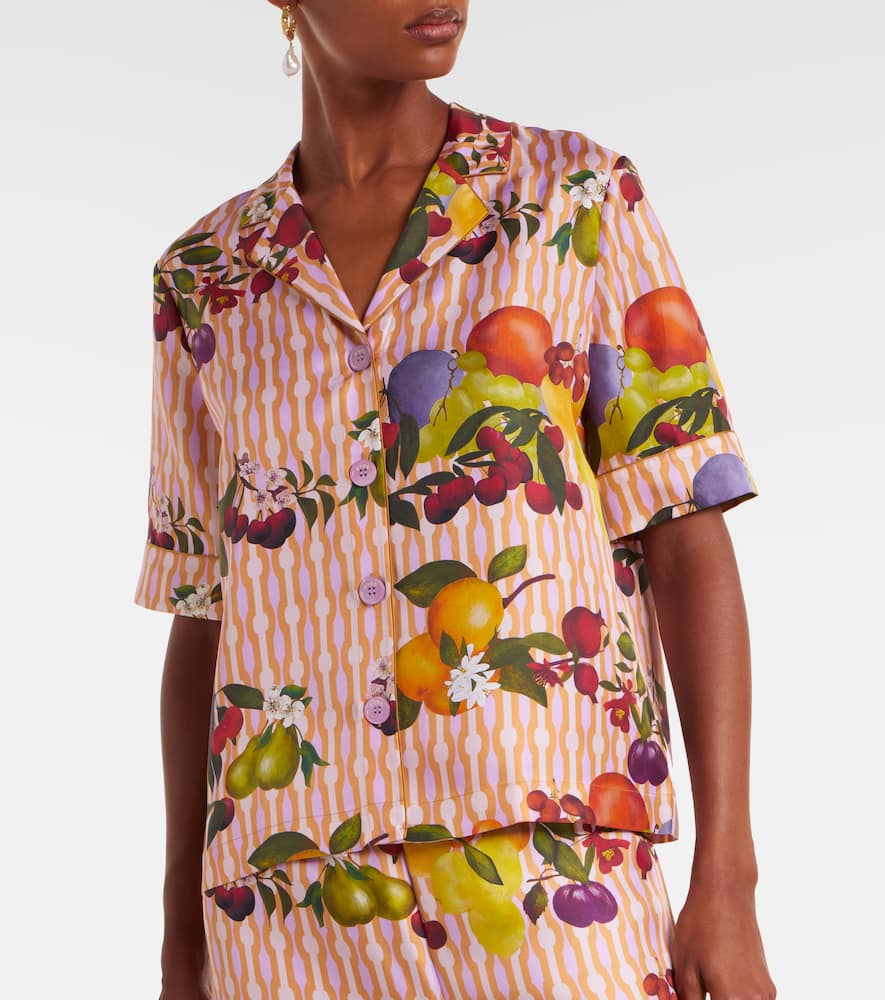 Cherry printed silk twill shirt