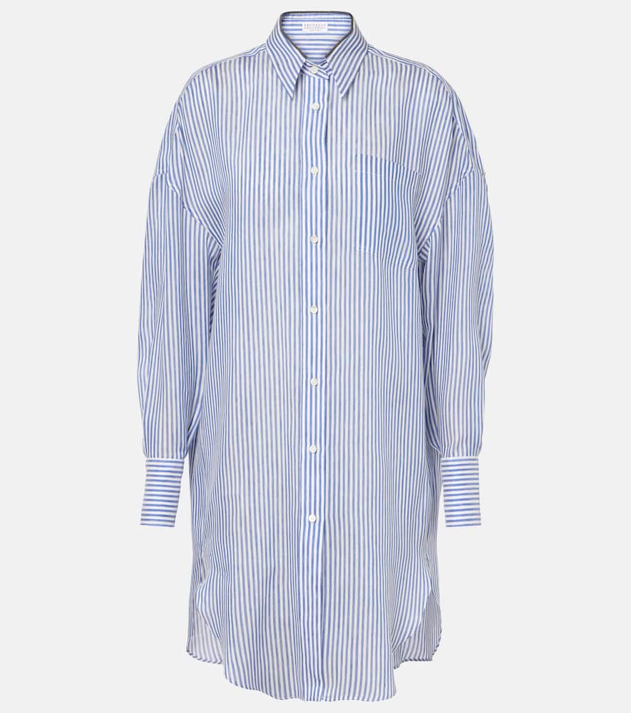 Monili striped linen and silk organza shirt