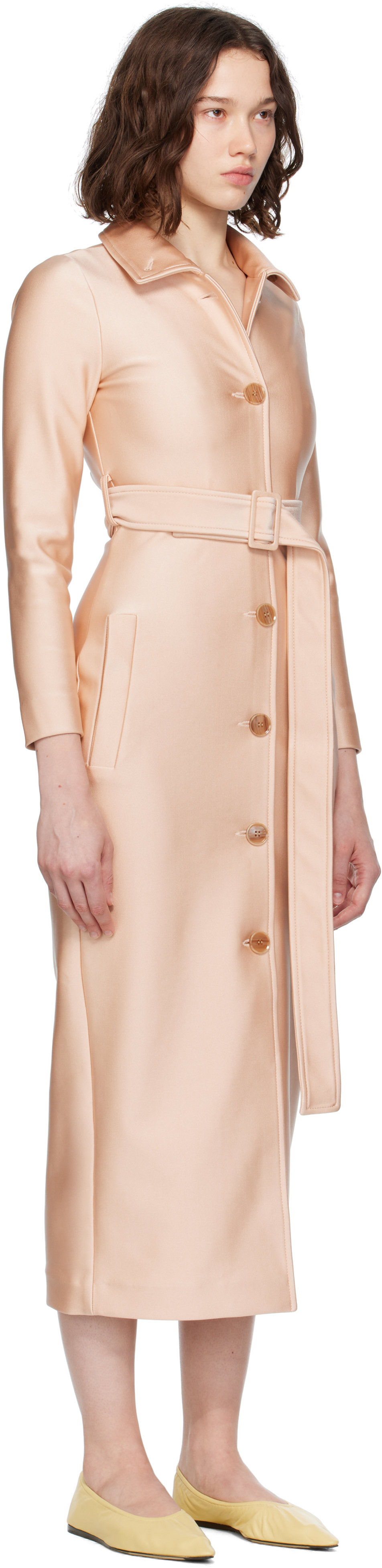 Beige Fitted Trench Coat