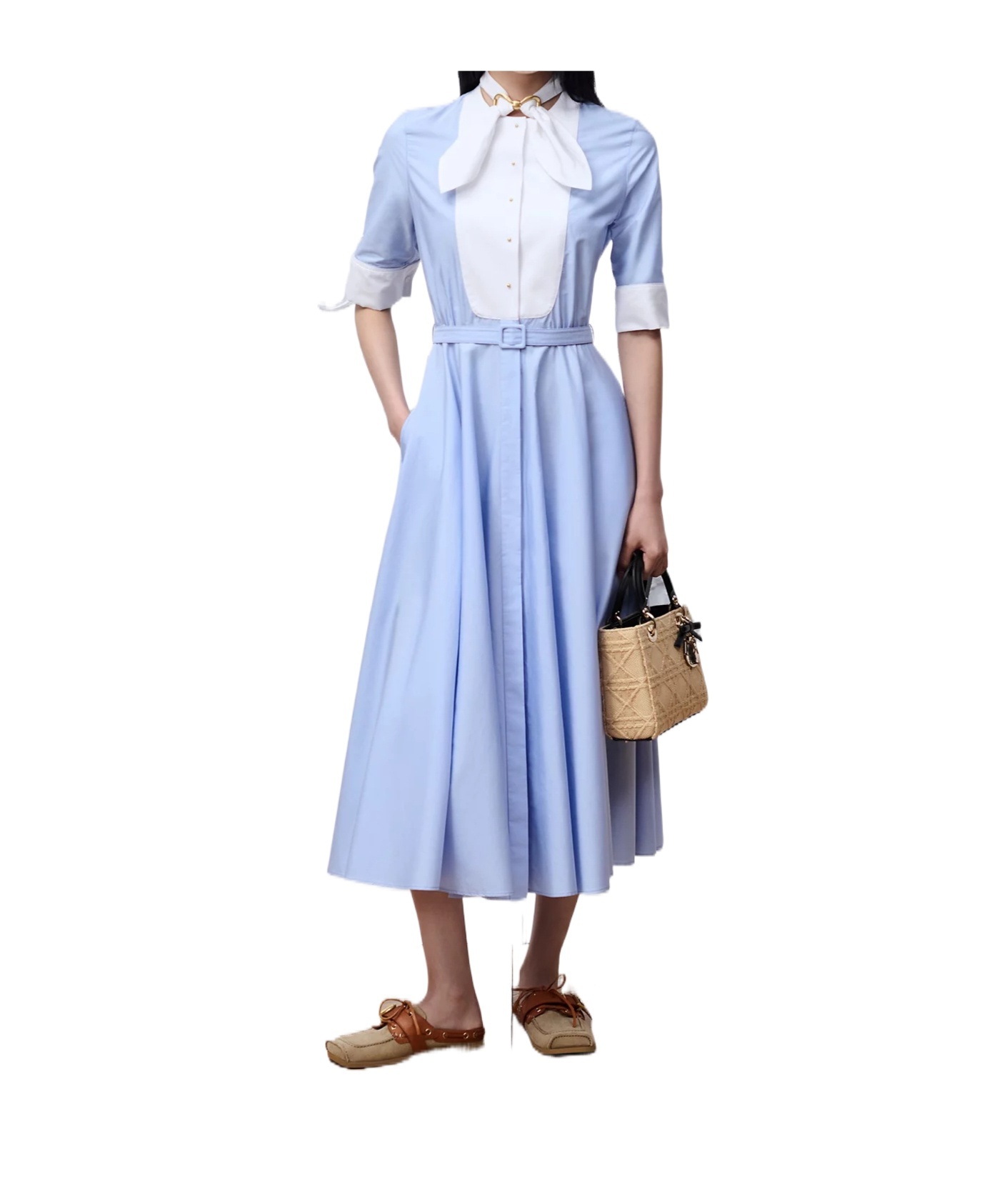 Mid-Length Plastron Shirtdress