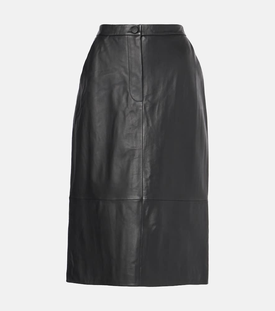 Leather midi skirt