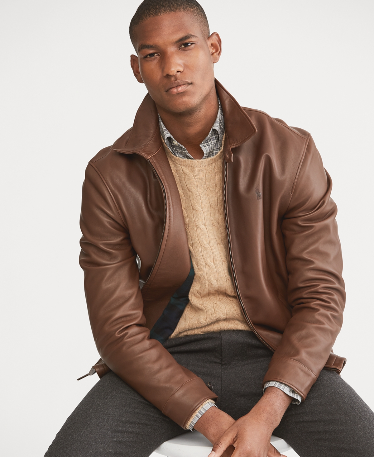 Men's Leather Jacket - Bison Brown
