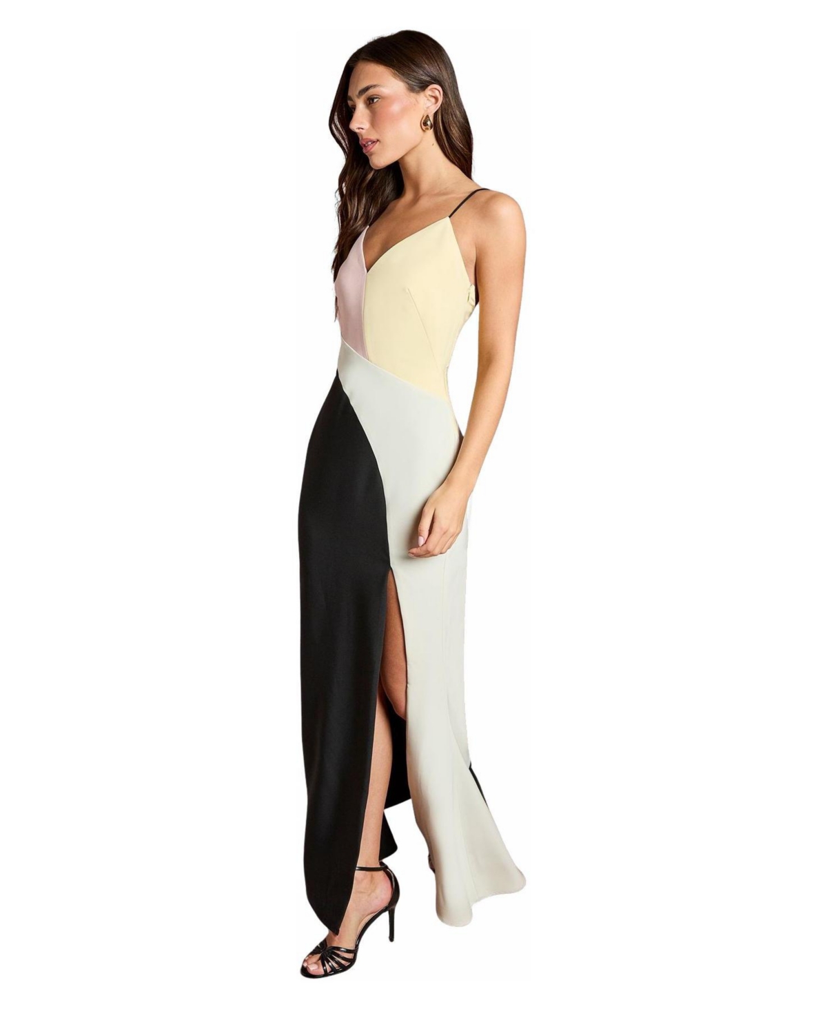 Women's Colorblock Maxi V-Neck Dress - Multi