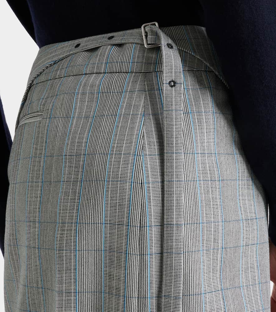 Checked virgin wool midi skirt