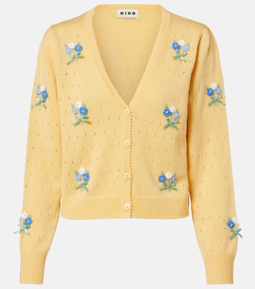Merinda embroidered pointelle wool cardigan